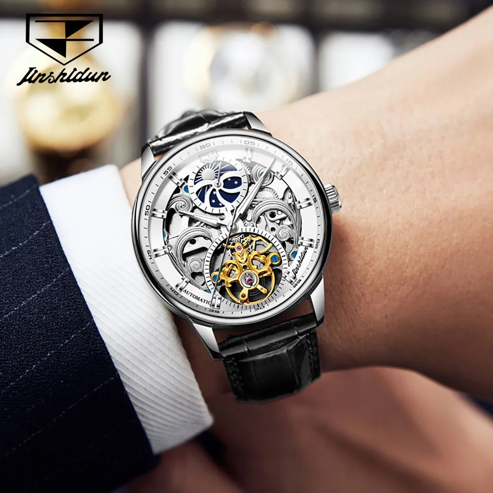 Montre-bracelet JSDUN originale étanche, best-seller pour homme, multifonctionnelle, luxueuse, élégante, à mécanisme automatique.