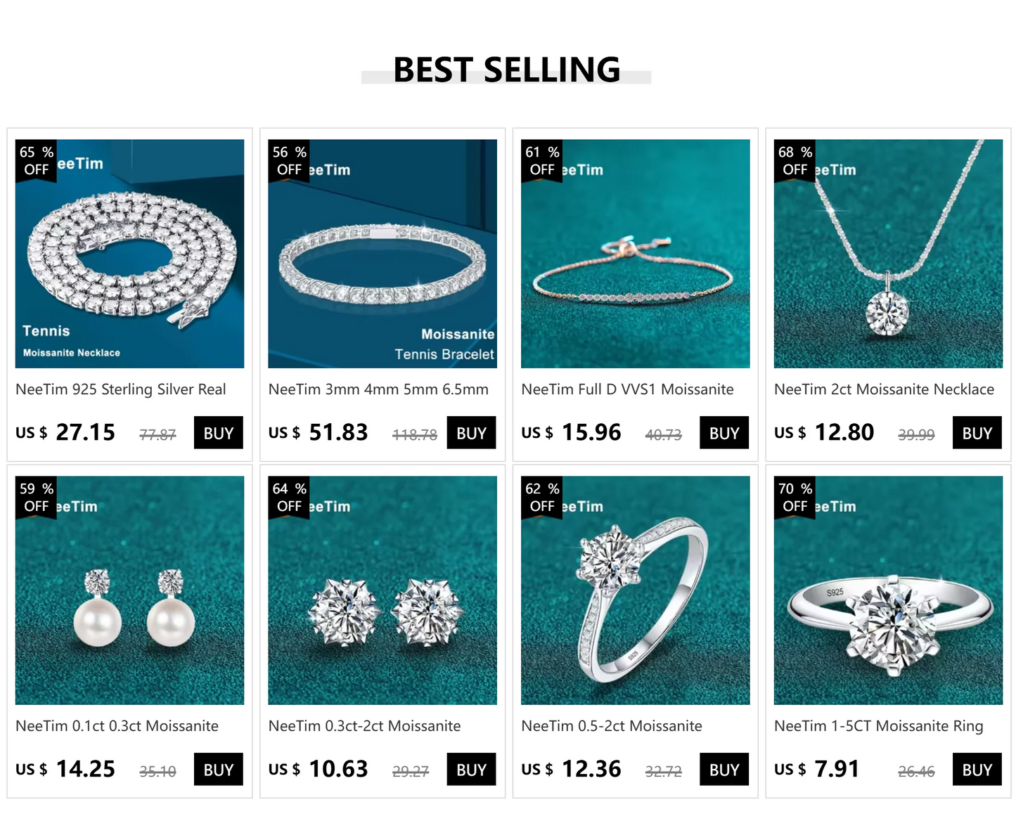 NeeTim 0.3ct 4mm Moissanite Diamond Ring for Women S925 Sterling Silver with Gold Plated Eternity Band Wedding Party Jewelry