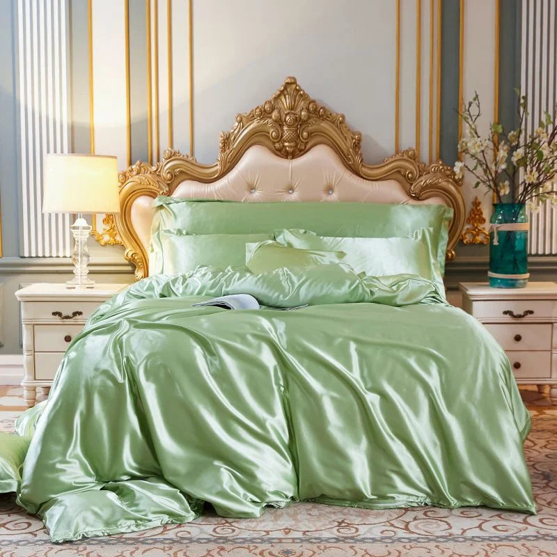 High End Mulberry Silk-Blending Fabric Duvet Cover Set Luxury King Size Bedding Set Silky Quilt Cover and Pillowcase No Sheet