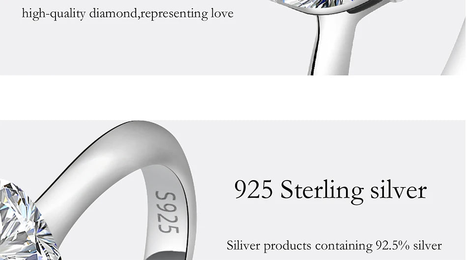 PERFANY 0.5/1/2CT Heart-Shaped Cut Moissanite Women's Ring S925 Pure Silver Laboratory Certified Diamond Wedding Luxury Jewelry