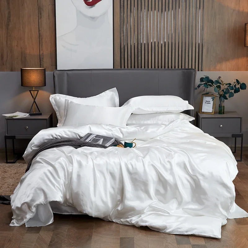 Luxury Rayon Bedding Set Solid Color Luxury Bedding Kit Satin Duvet Cover Set Bed Set pour lit Double,Queen,King,2pcs/3pcs/4pcs