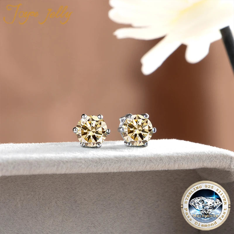 Earrings JoyceJelly Moissanite Jewelry Set With 1CT D Color VVS 3EX moissanite stone pass diamond test Wedding Luxury Fine Jewelry gift