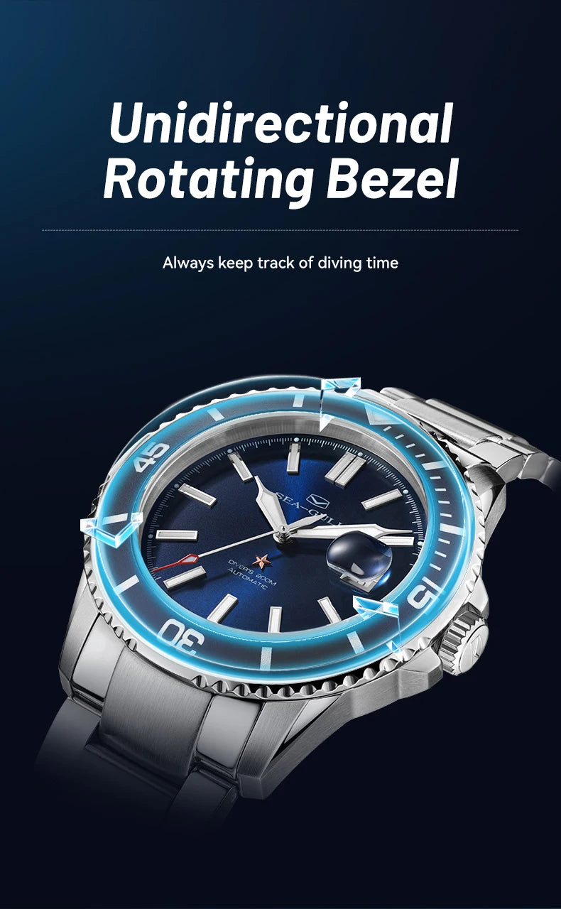 Seagull relogio masculino Men Watch 200m Diving Business Waterproof Fashion Automatic Mechanical Watch Ocean Series 816.32.1523