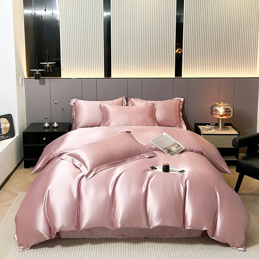 Luxury Satin Bedding Set Solid Color Duvet Cover Comfortable Smooth Quilt Cover Single Double Twin Full Queen King Size