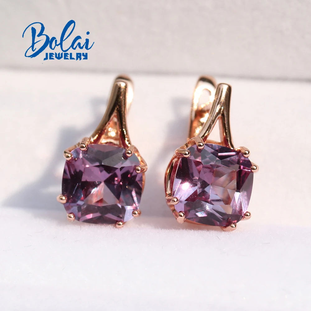 New Created nano Alexander Gemstone 925 sterling silver rose gold earring fashion simple design fine jewelry for women