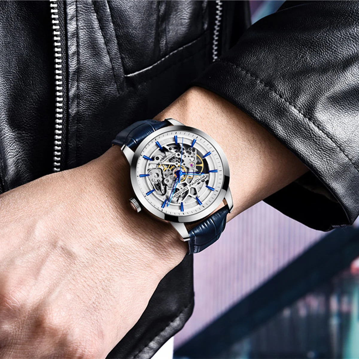 PAGANI DESIGN Brand Fashion Sports Leather Watches Men Luxury Automatic Mechanical Skeleton Waterproof Watches Relogio Masculino