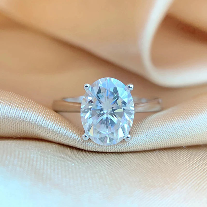 Smyoue Oval Cut 1CT 2CT 3CT D Color Moissanite Rings for Women Lab Diamond Wedding Promise Band S925 Sterling Silver Jewelry