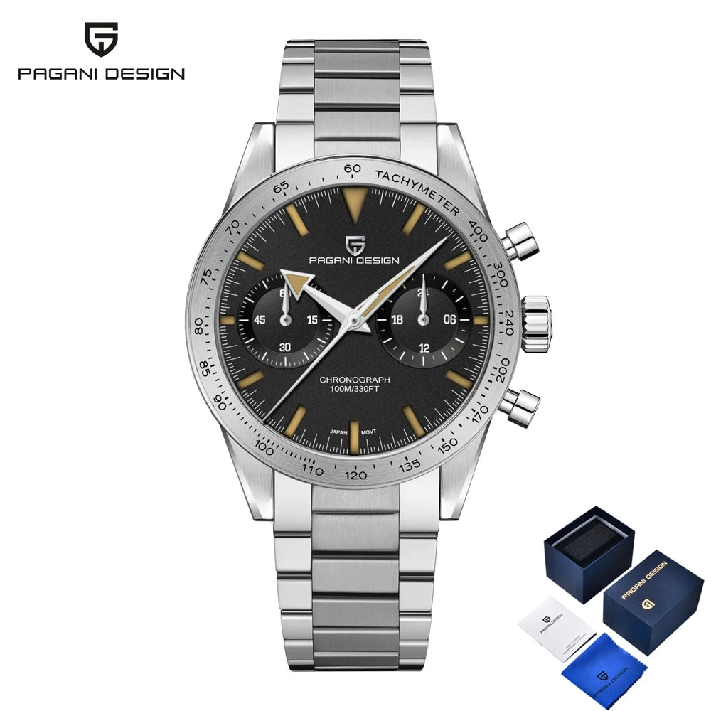 2025 New PAGANI DESIGN Men's Watches Luxury Quartz Wristwatches AR Sapphire Speed Sports Chronograph Watch Man VK64 Men Gift Box