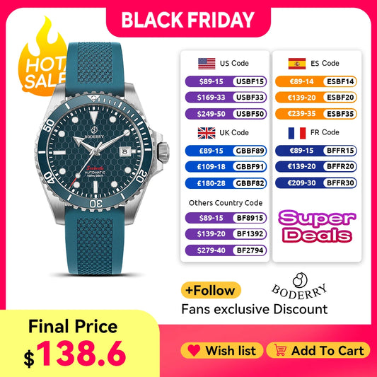 Boderry Seaturtle Titanium Diver Watch Men Luxury Bronze Watches Automatic Mechanical Wristwatch Sport 200M Waterproof Luminous