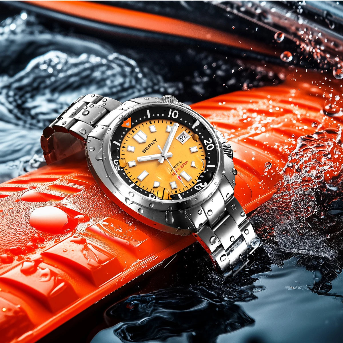 BERNY Automatic Compressor Diver Watch for Men Super Luminous Miyota 8215 Sapphire Swim Sport 20ATM Mechanical Men's Dive Watch