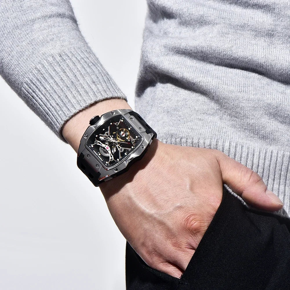 2025 new pagani design men's skeleton high-end watch rubber starp waterproof luminous fashion trend automatic mechanical watch.