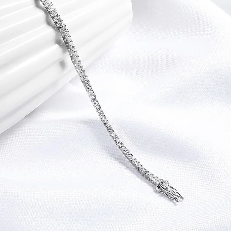 Smyoue 2MM D Color 100% Real Moissanite Tennis Bracelet for Women Lab Diamond Original Silver 925 Jewelry Hip Hop Party Chain