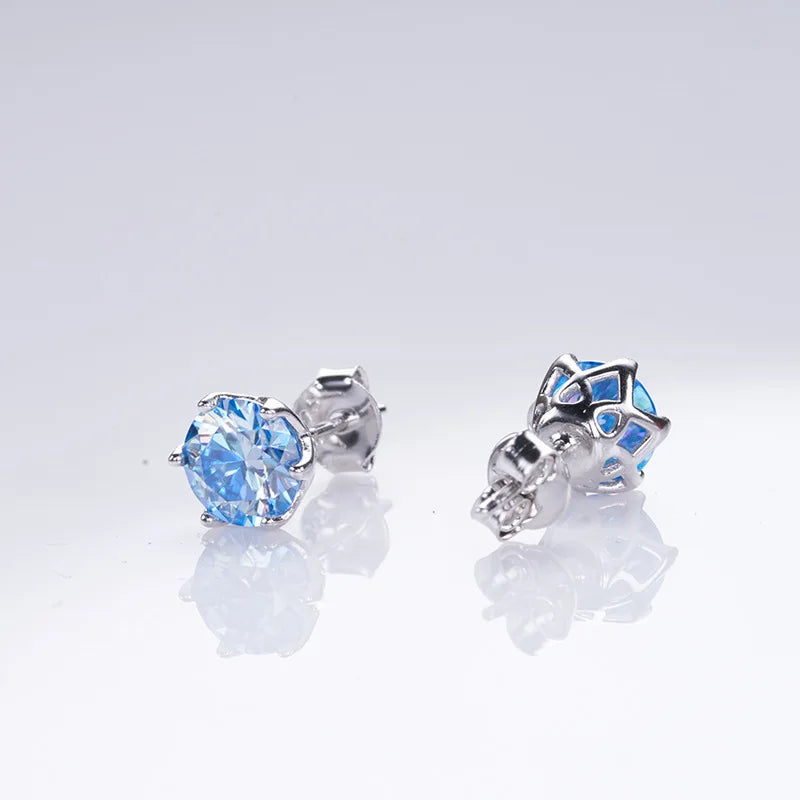 Butterflykiss Real 1 CT D Color Moissanite Stud Earrings For Women Top Quality 925 Sterling Silver Sparkling Wedding Jewelry
