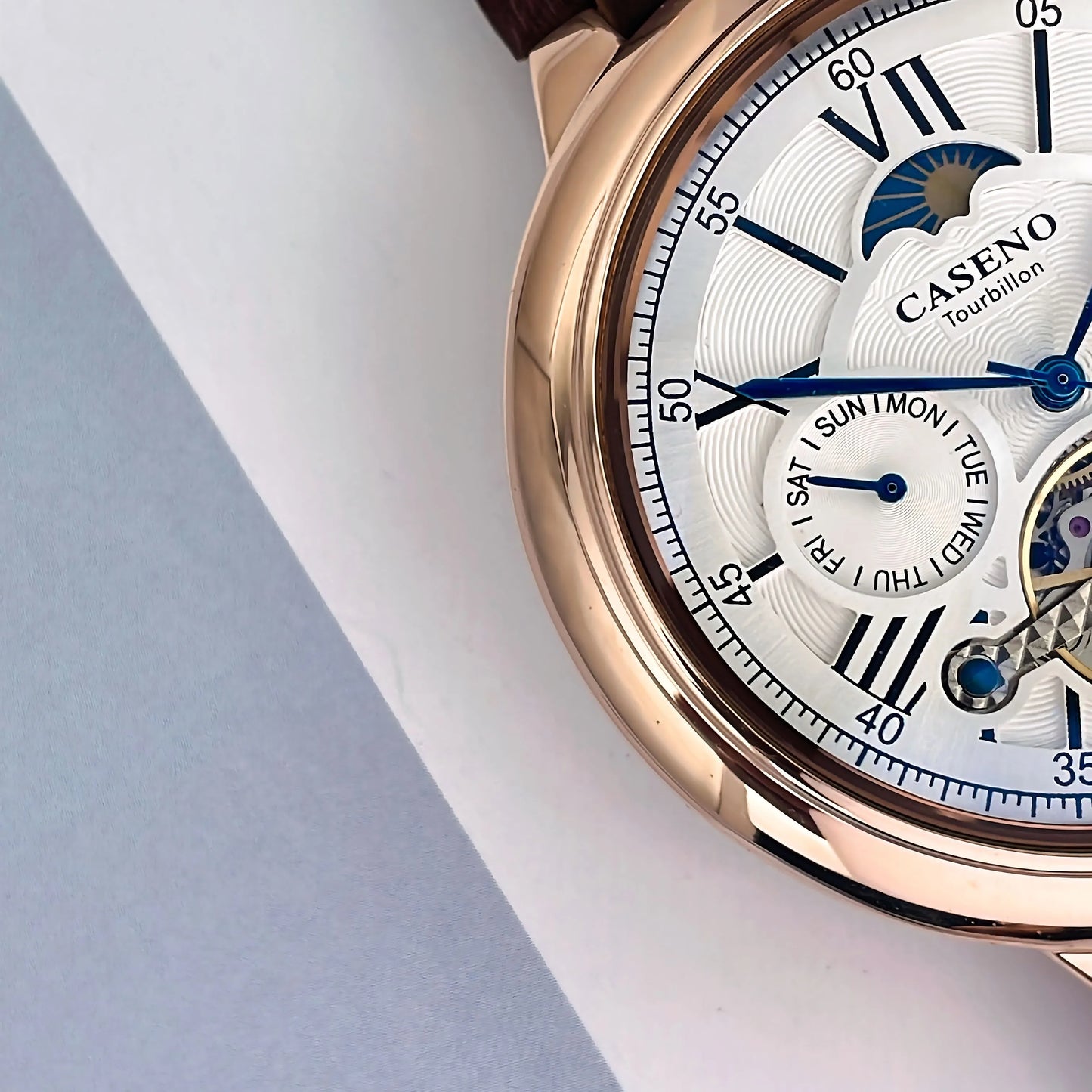 CASENO Star Roman Grand Men's Fully Automatic Watch Tourbillon Belt Mechanical Watch-831GSR