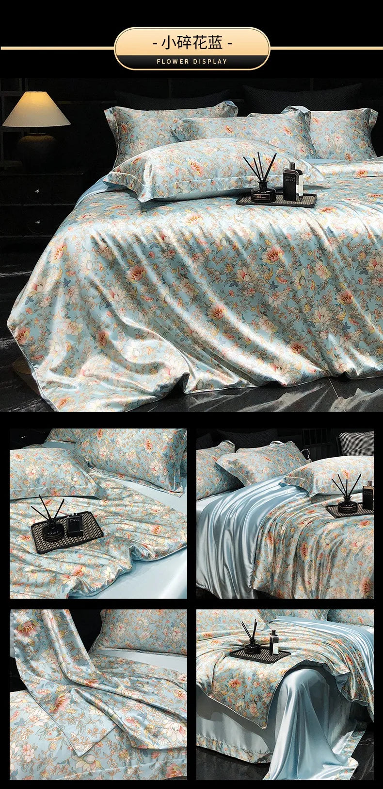 Luxury Palace Style Silk Bedding Set HighEnd Soft Silky Satin Quilt Cover Set Printed Queen King Duvet Cover Gift for Your Lover
