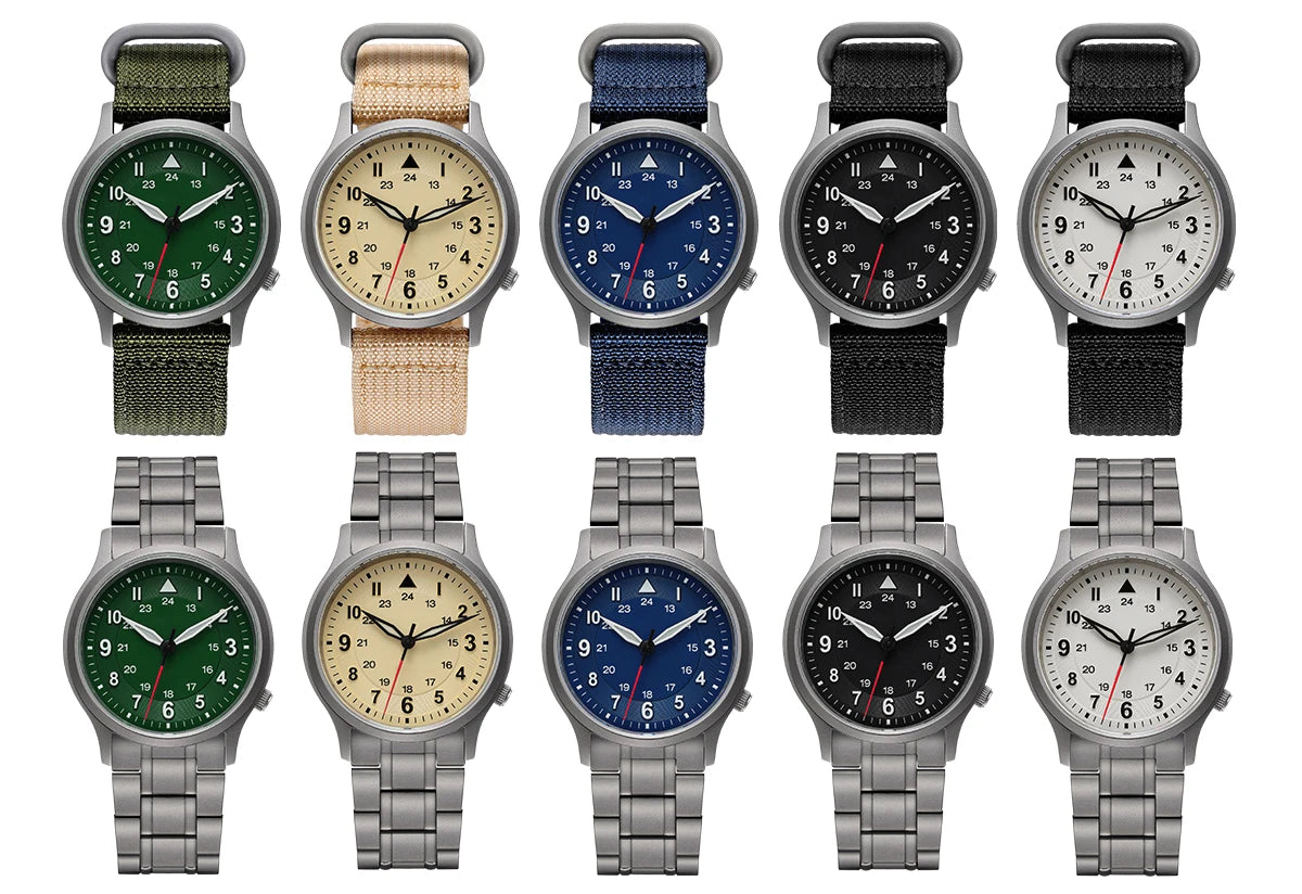 BERNY Full Titanium Watches for Men Outdoor Quartz Men's Field Pilot Wristwatch VH31 Super Luminous Sapphire Easy Read Watch