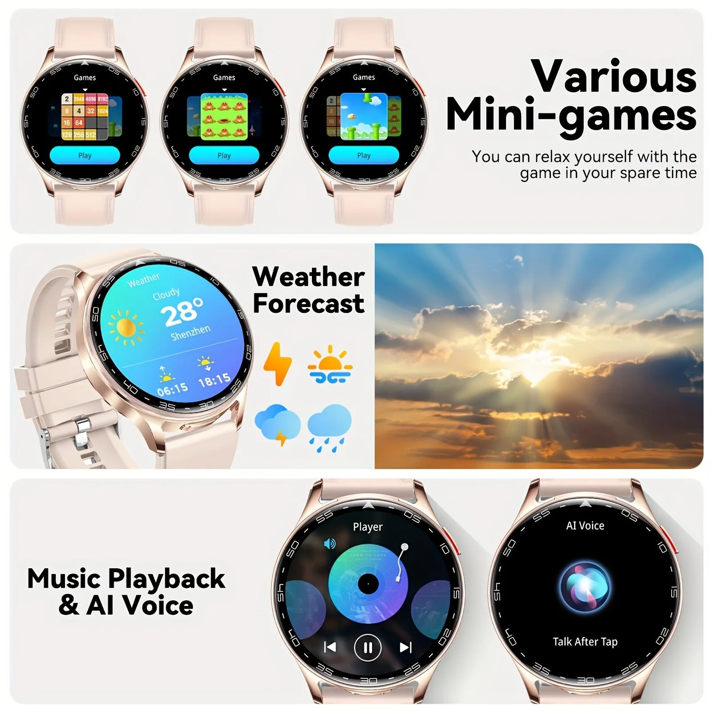 2025 New TWS Smartwatch Earphone 2 In 1 Women Watches with Earbuds Strong Sound Effects Music Lover Waterproof Ladies Smartwatch