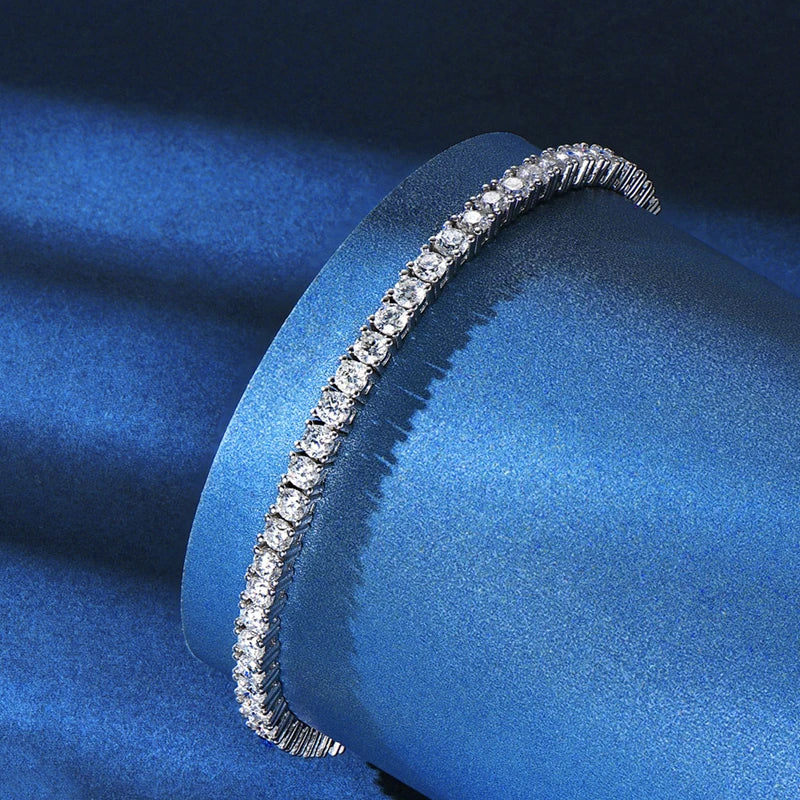 IOGOU 3mm/5mm Full Moissanite Tennis Bracelets Real 925 Sterling Silver Bracelet for Women Men Couple Sparking Fine Jewelry Gift