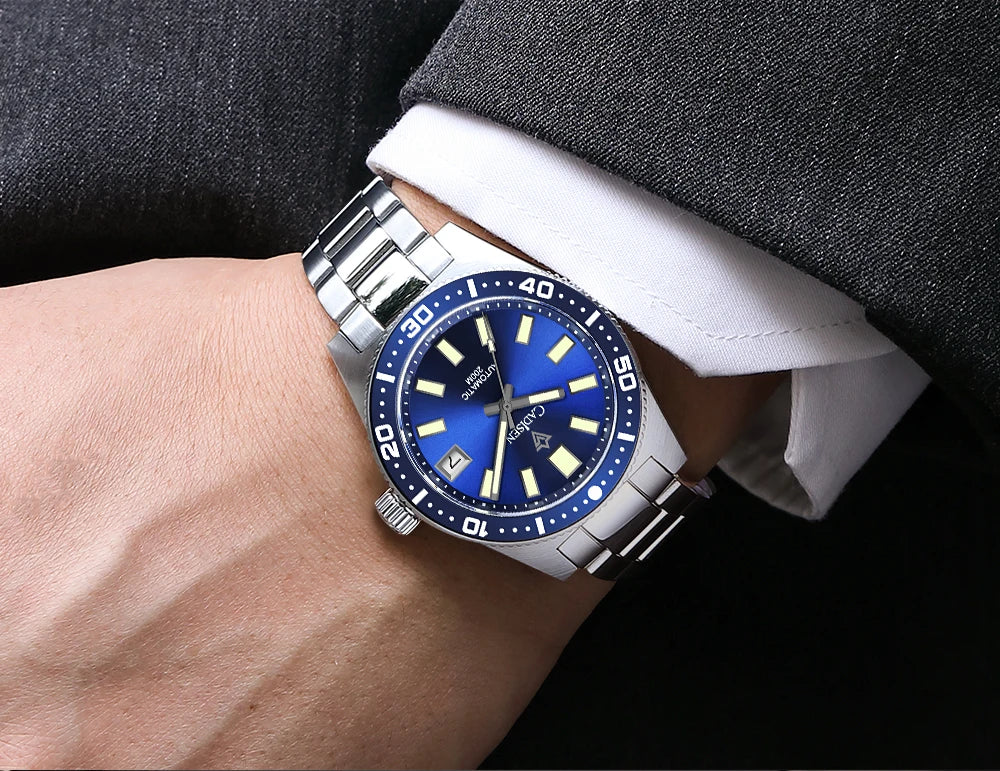 CADISEN New 38mm Diver Mens Watch Japan NH35A Automatic Mechanical Sapphire Glass Date Luminous 200M Waterproof Wrist watch Men