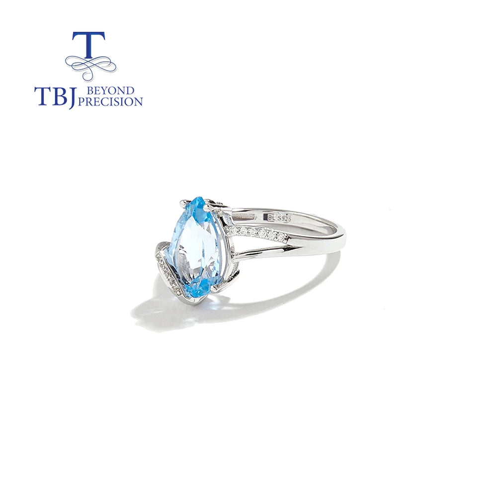 Earrings Trendy Drop Shape Natural Sky Blue Topaz jewelry set 925 Sterling Silver for Women Light Luxury Birthday Party Fine Jewelry Gift