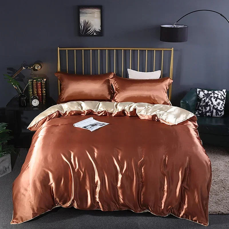 blending Mulberry Silk Bedding Set Silky High-end Queen Size Duvet Cover Set with Fitted Sheet Luxury Bedding Sets King Bed Sets