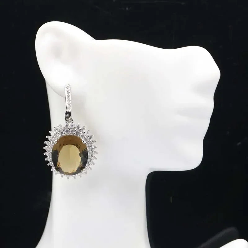 15g Customized 925 SOLID STERLING SILVER Earrings Sapphire Morganite Orange Spessartine London Blue Smoky Topaz Aquamarine CZ