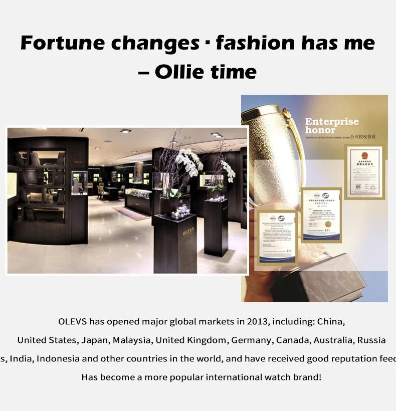 OLEVS 6670 Mechanical Fashion Watch Genuine Leather Watchband Round-dial Moon Phase Month Display