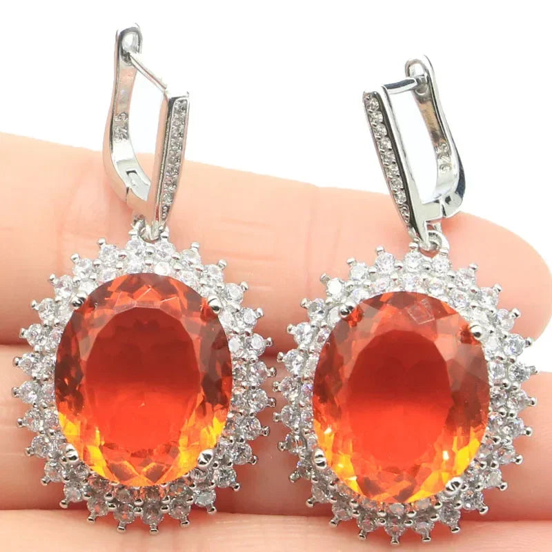 15g Customized 925 SOLID STERLING SILVER Earrings Sapphire Morganite Orange Spessartine London Blue Smoky Topaz Aquamarine CZ