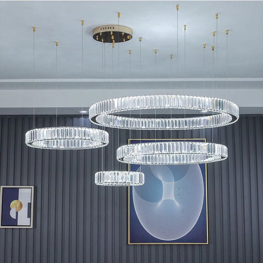 Modern Living Room Crystal Chandelier Led Remote Control Dimmable Led Pendant Lights Luxury Steel Adjust Hanging Lamp Fixture