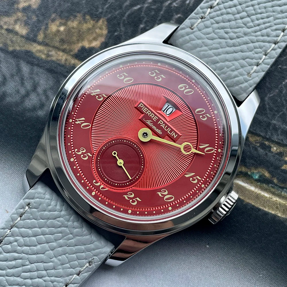 NEW Pierre Paulin Jumping Hour Men Watch Automatic St17 Mechanical Watch Steel Purplewatch Vintage Date Window 38mm Metal