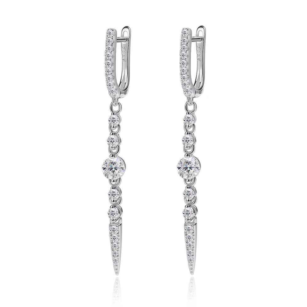 Serenity 1.118ct D Color Moissanite Long Tassel Earrings for Women 100% S925 Sterling Silver Plated 18K Lab Diamond Drop Earring
