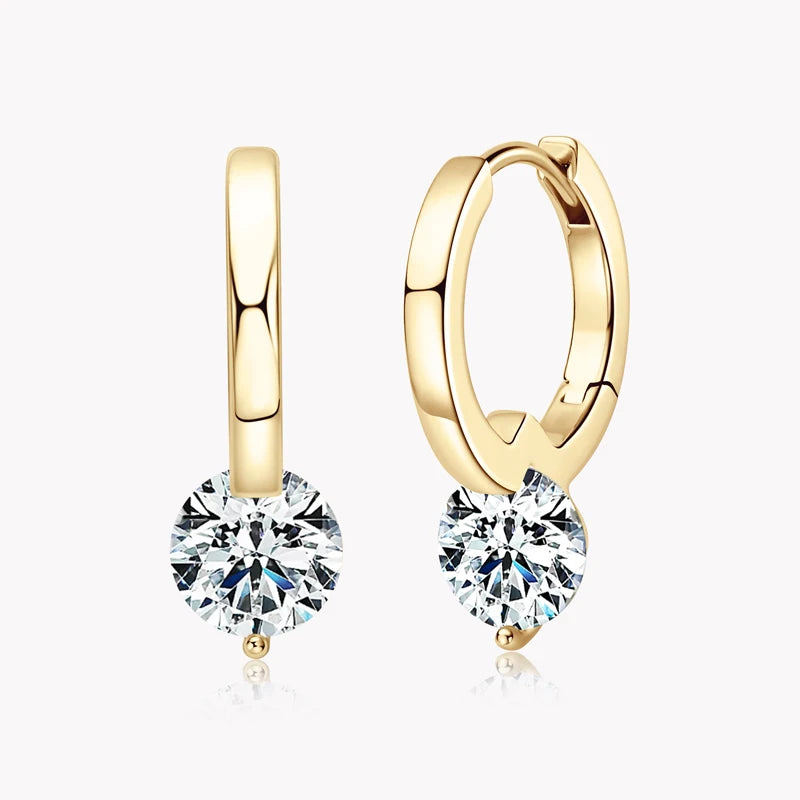 Solitaire 1ct D Moissanite Earrings for Women 2023 Diamond Sterling Silver Hoop Earrings 925 Drop Earrings Girls 14k Gold Plated