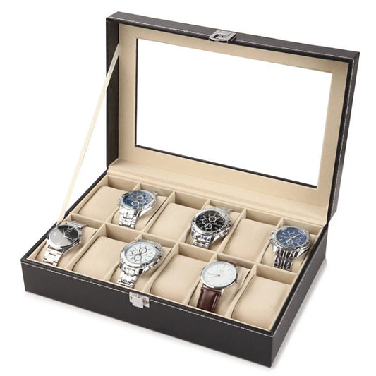 3/6/10/12/20 Slots PU Leather Watch Display Box Multi-Purpose Jewelry Wristwatch Storage Boxes For Women Men