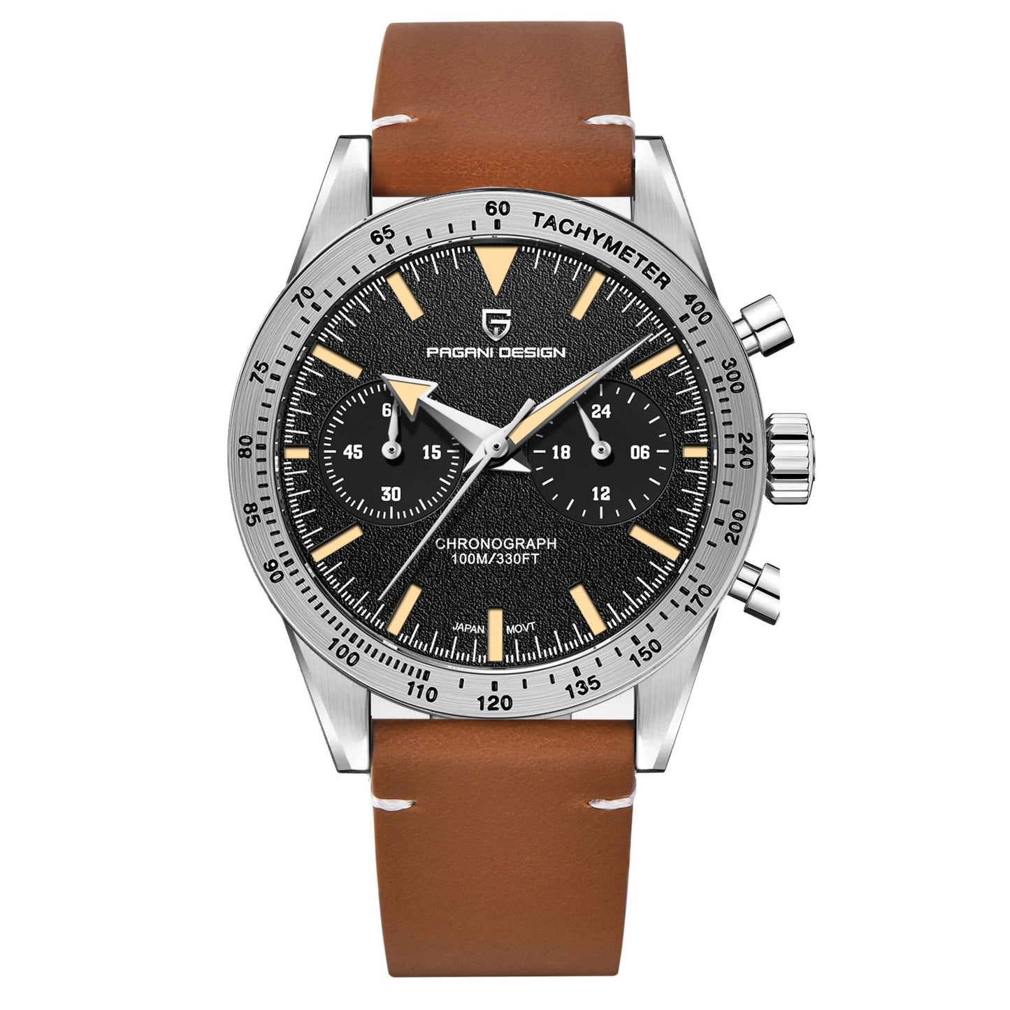 PAGANI DESIGN 2024 New Wide arrow Moon Men's Watches Luxury Quartz Watch For Men Sport Retro Chronograph VK64 AR Sapphire glass