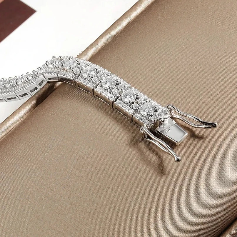 COSYA Luxury 3mm Full Moissanite Tennis Bracelet 100% S925 Silver D Color VVS1 Lab Diamond Hand Chain Fine Party Jewelry Gift