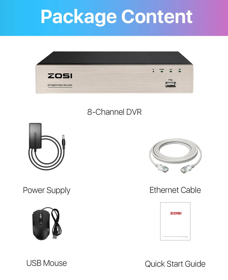 ZOSI 1080P 8 Channel 8CH AHD CVI TVI CVBS DVR 1920*1080 2MP CCTV Video Recorder Hybrid Cam Security System