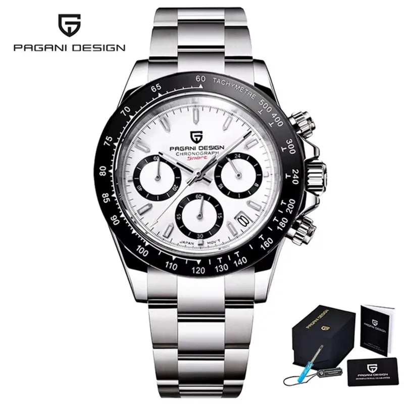 PAGANI DESIGN 2023 New Black Mens Watches Brand Luxury Quartz Watch For Men Chronograph Sports Waterproof Luminous Reloj Hombre