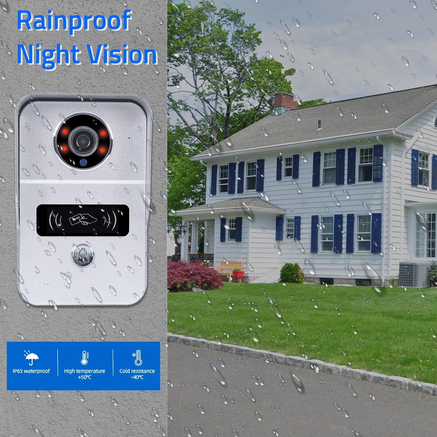 Wireless Wifi Video Doorbell System, 1080P Doorphone Door Camera, 7 Inch Touch Screen, Video Intercom 32GB card for Home 4 Wire