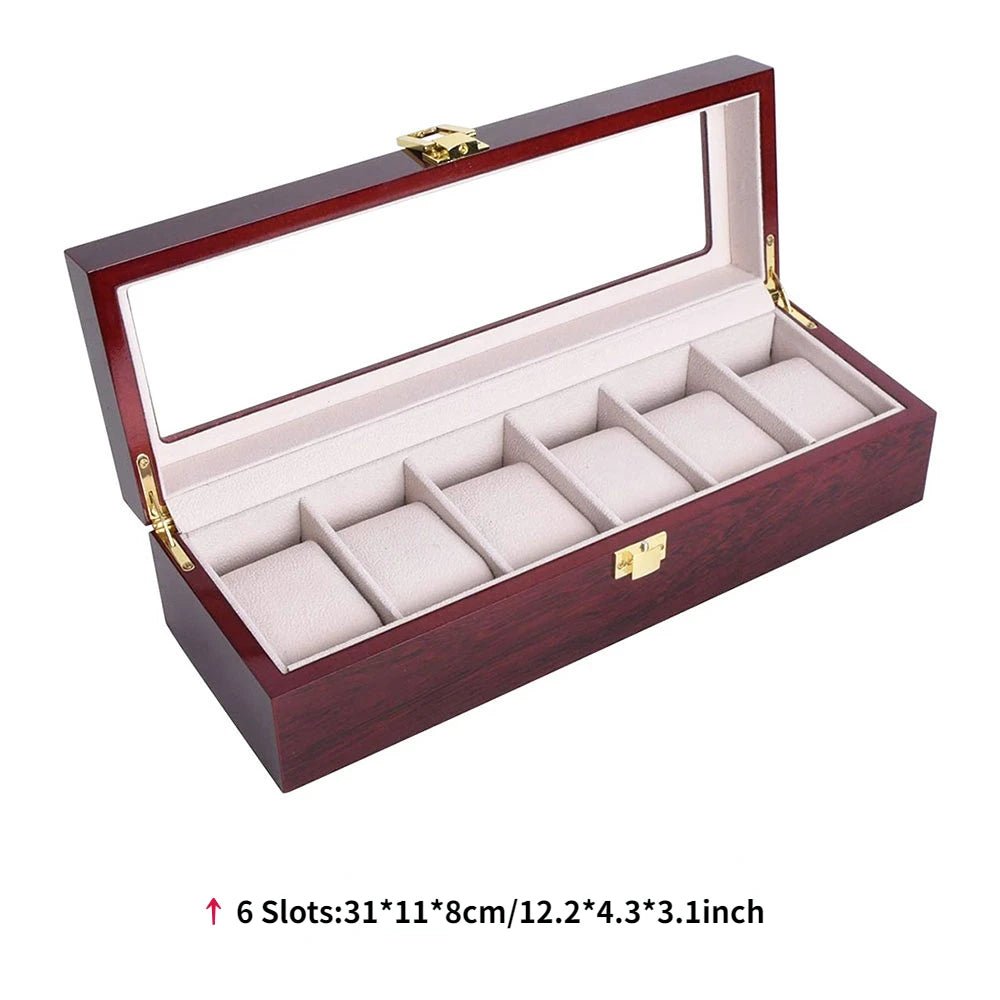 Luxury Wooden Watch Box 1/2/3/5/6/10/12 Grids Watch Organizers 6 Slots Wood Holder Boxes for Men Women  Watches Jewelry Display