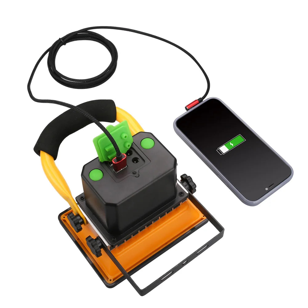 LED Portable Work Light Waterproof Rechargeable Spotlight for Outdoor Hiking Camping Searchlight Garage Emergency Floodlight