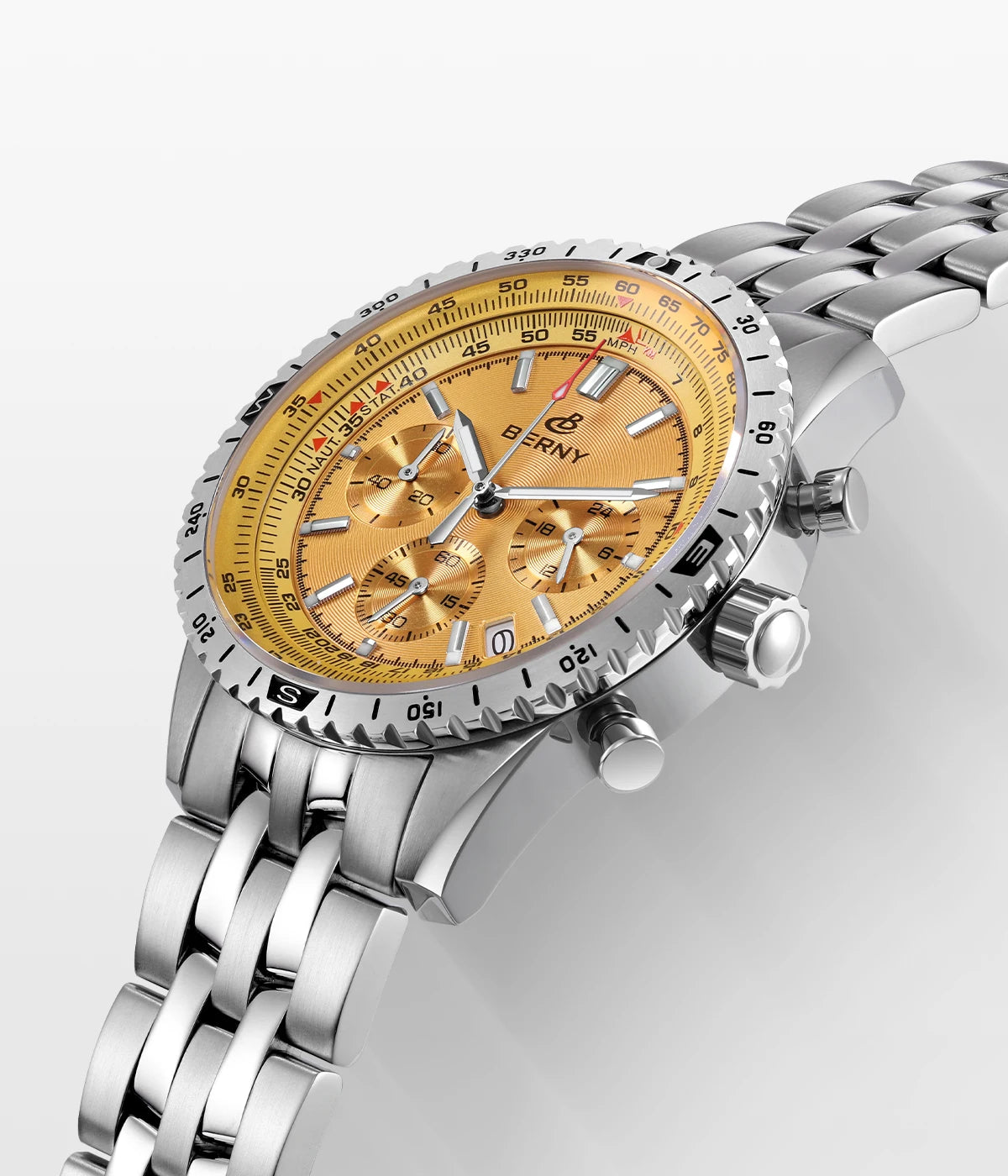 BERNY Aviation Pilot Men's Watches Quartz Chronograph Watch Date Sapphire Super Luminous Luxury Brand Dress Man Wristwatch