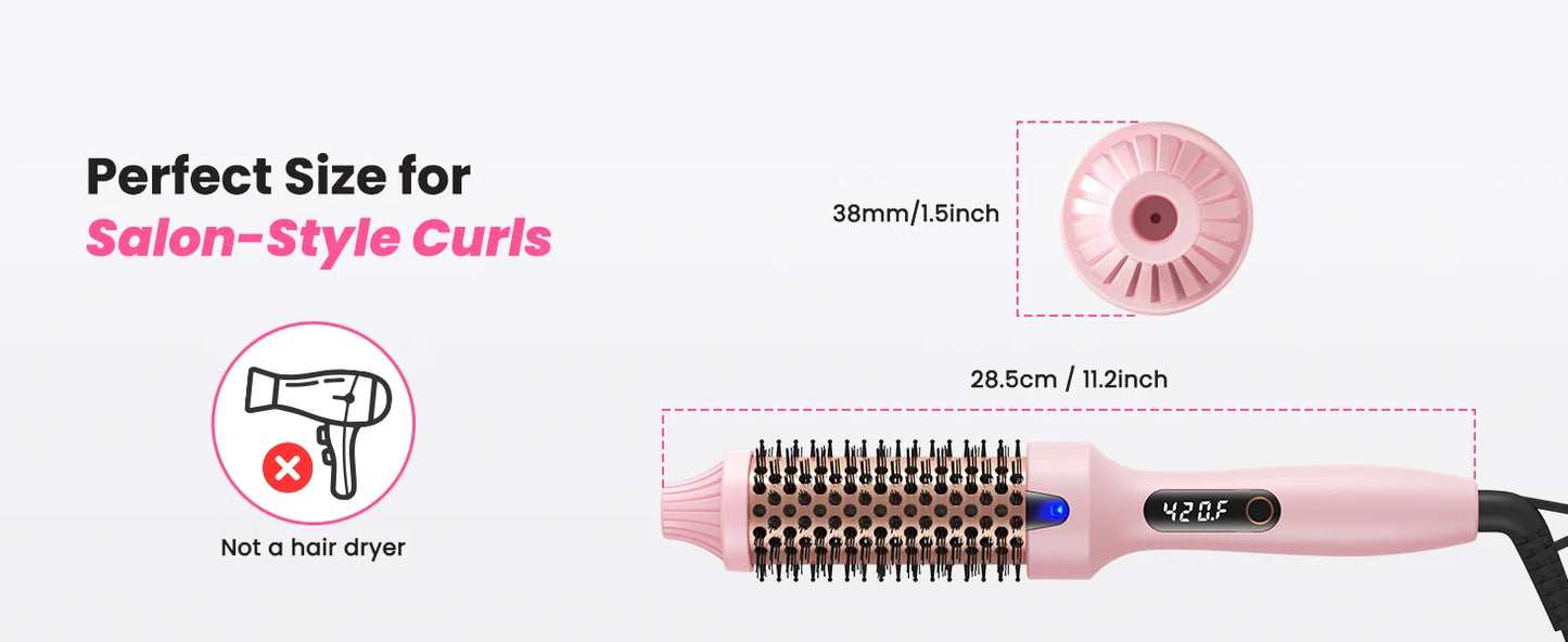 Dual Voltage Ionic Thermal Brush For Curling And Straightening 6 Temperature Settings & LED Digital Display Hot Air Styler