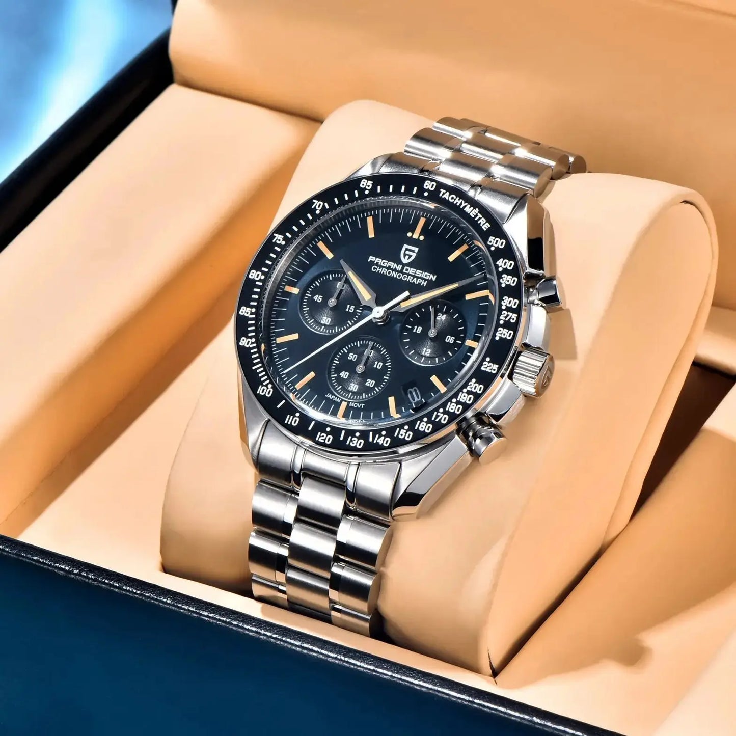 PAGANI DESIGN 2025 New Moon Watch Retro Luxury Quartz Watches For Men Stainless steel Luminous waterproof Sport Chronograph Man