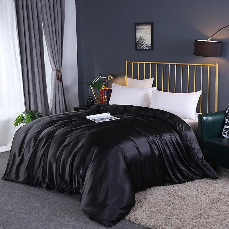 Luxury High Quality  Satin Duvet Cover Rayon Quilt Cover High Density Fabric Duvet Cover  Supple High waterfall