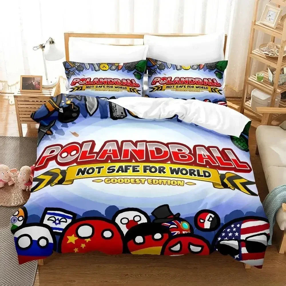 2024 New Countryball Polandballs Bedding Set Single Twin Full Queen King Size Bed Set Adult Kid Bedroom Duvet cover Sets Cartoon