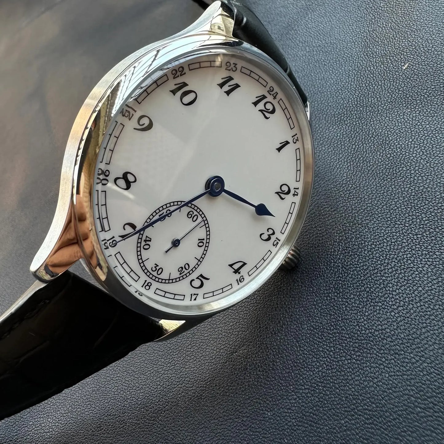 Reloj-Hombre Men's Watch for Seagull ST3600 Manual Movement, Retro Enamel Sterile Dial Business Micro Rotor Mechanical Watch