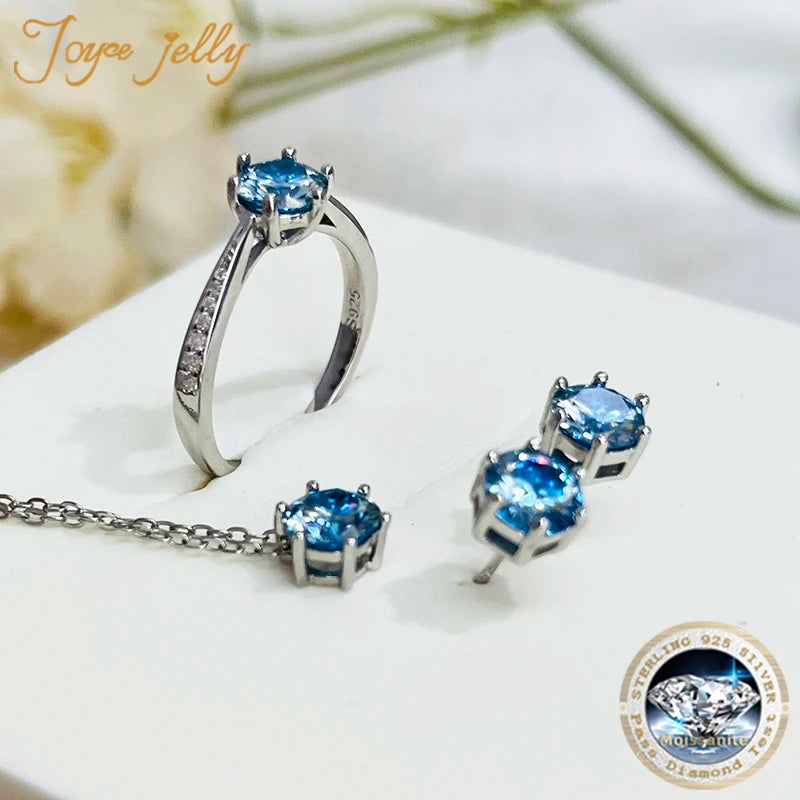 Earrings JoyceJelly Moissanite Jewelry Set With 1CT D Color VVS 3EX moissanite stone pass diamond test Wedding Luxury Fine Jewelry gift