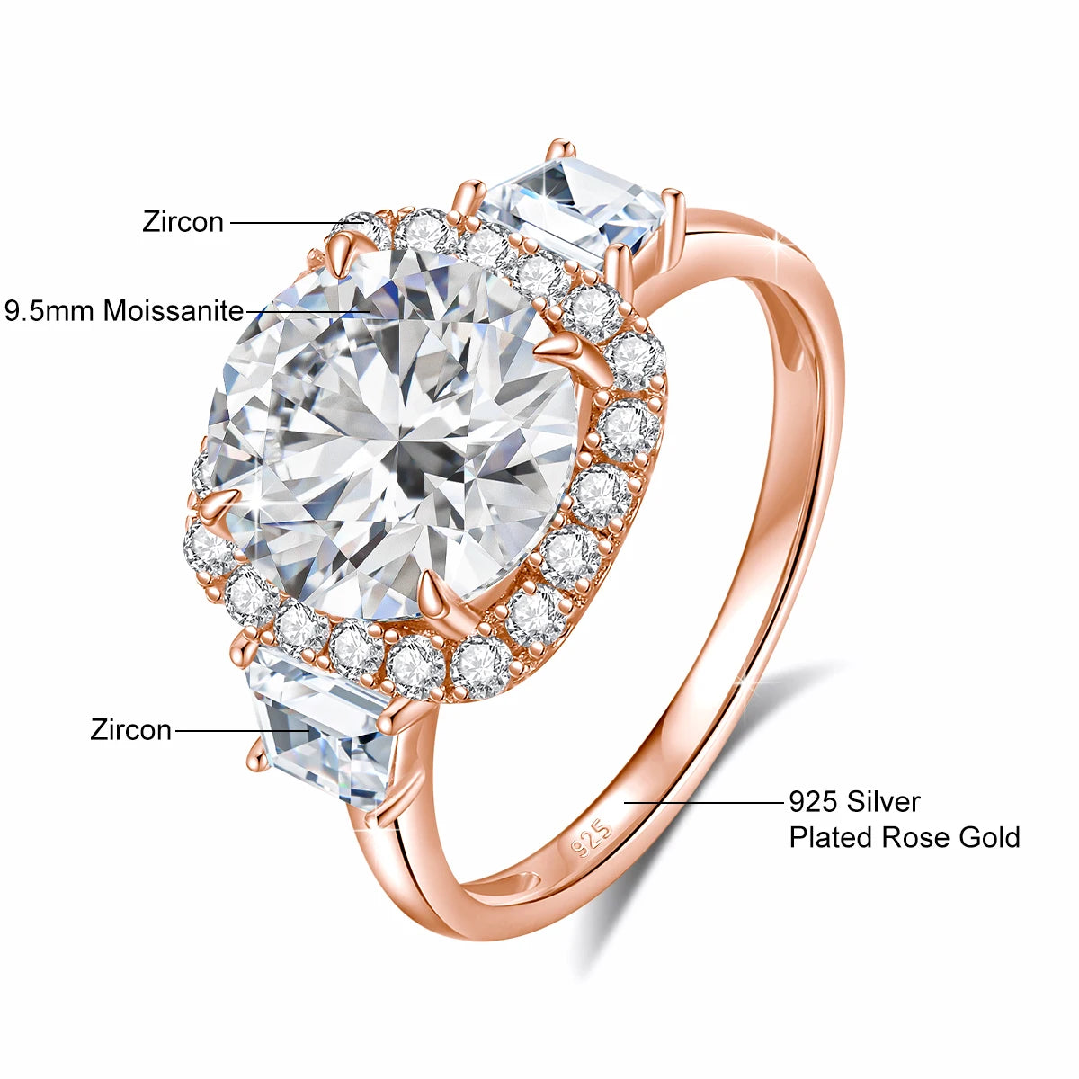 Luxury Round Cut 3.5CT Moissanite Ring for Women D VVS1 Synthetic Diamond Real S925 Silver Engagement Wedding Jewelry Pass Test