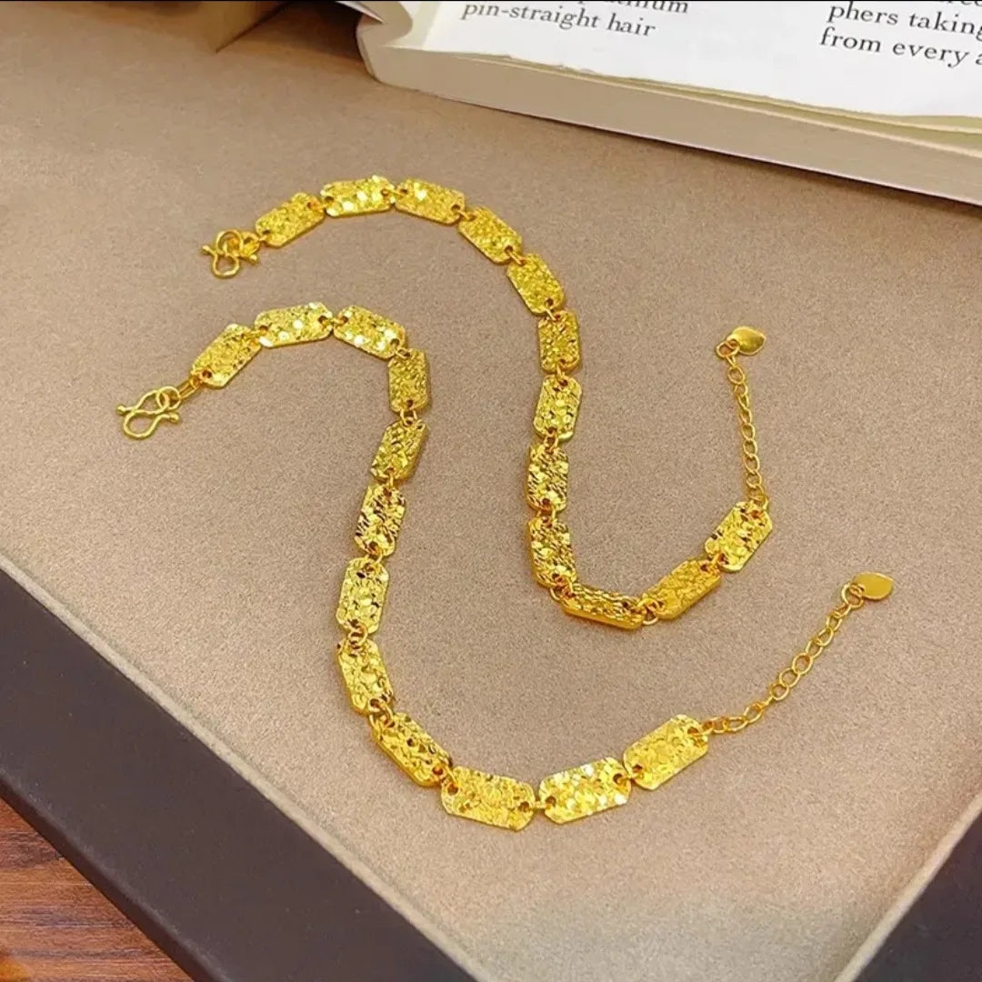 9999 24K real gold store, same style gold, women's bracelet, square plate, beautiful jewelry
