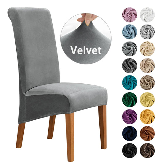 1/2/4/6 Pieces Real Velvet Fabric XL Size Chair Cover Big Size Long Back Europe Style Seat Chair Covers For Restaurant Hotel